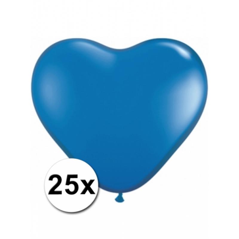 25x Hart ballonnen blauw Shoppartners Feestartikelen diversen