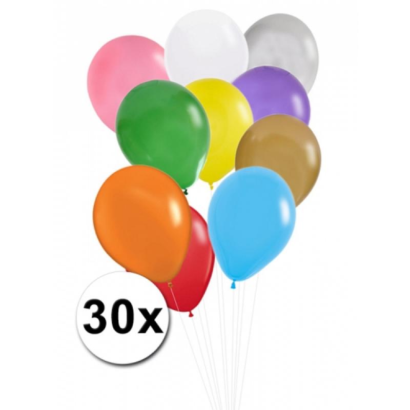 Feestartikelen diversen Shoppartners 30 stuks ballonnen in verschillende kleuren