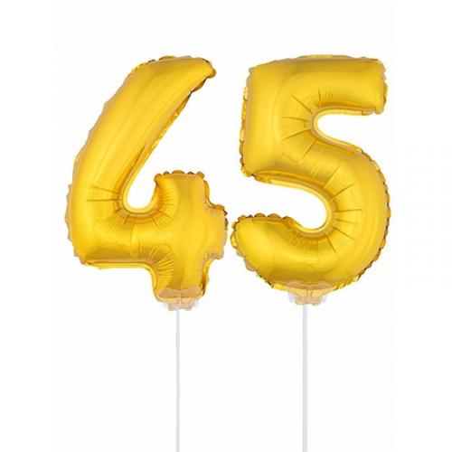 AlleKleurenShirts Folie ballonnen cijfer 45 goud 41 cm Leeftijd feestartikelen