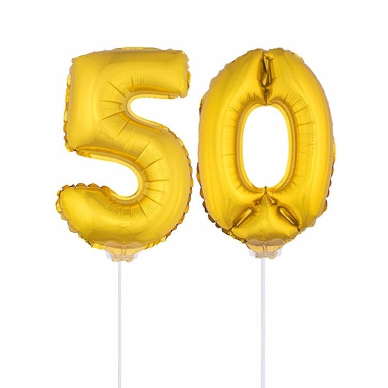 Folie ballonnen cijfer 50 goud 41 cm AlleKleurenShirts Leeftijd feestartikelen