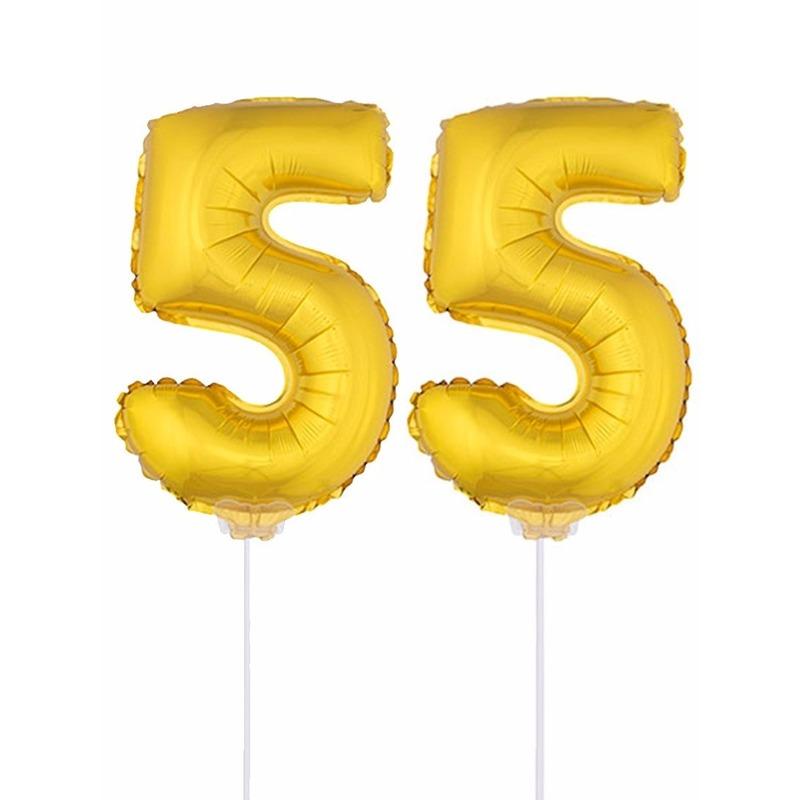 Leeftijd feestartikelen AlleKleurenShirts Folie ballonnen cijfer 55 goud 41 cm