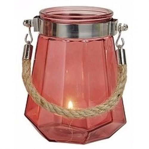 Geen Glazen windlicht rood 14 cm Woonaccessoires