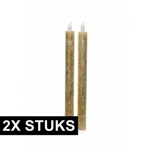 Woonaccessoires Gouden smalle LED kaarsen 2 stuks rustiek