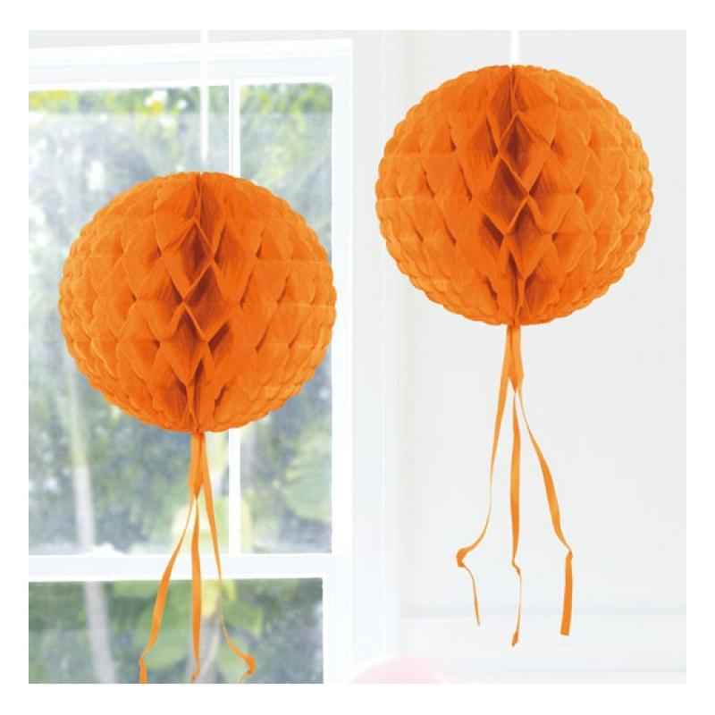 Kleuren versiering Geen Honeycomb ballen oranje 30 cm