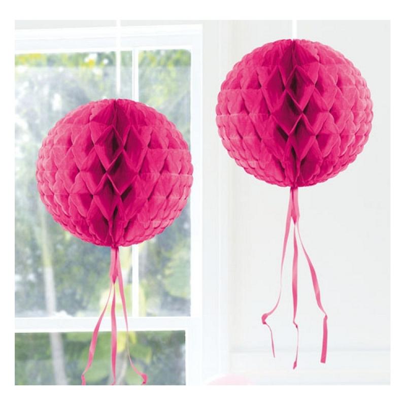 Honeycomb ballen roze 30 cm Geen Schitterend