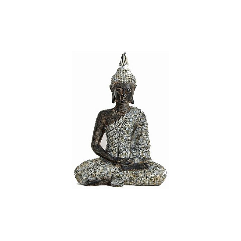 Woonaccessoires Geen Tuindecoratie Thaise Boeddha beeld grijs 33 cm