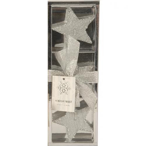 Kerst feestartikelen Geen Zilveren kaarsen set in giftbox