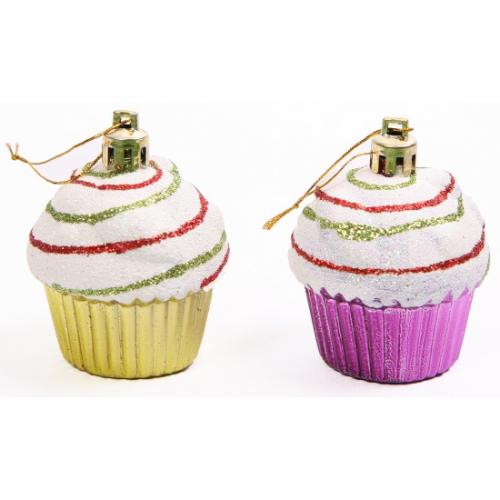 Cupcake hangdecoratie setje gekleurd Geen Thema feestartikelen