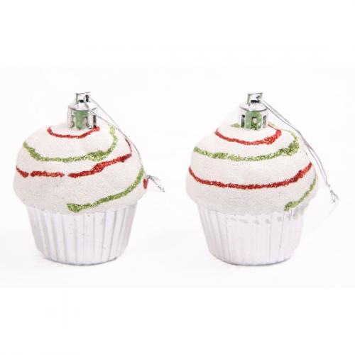 Geen Cupcake hangdecoratie setje zilver Thema feestartikelen