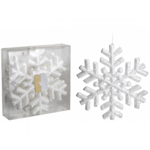 Glitter sneeuwvlok 3 stuks 20 cm Geen Kerst feestartikelen