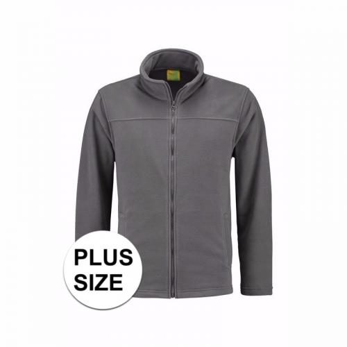 Grote maten grijs fleece vest met rits voor volwassenen L S Truien en sweaters