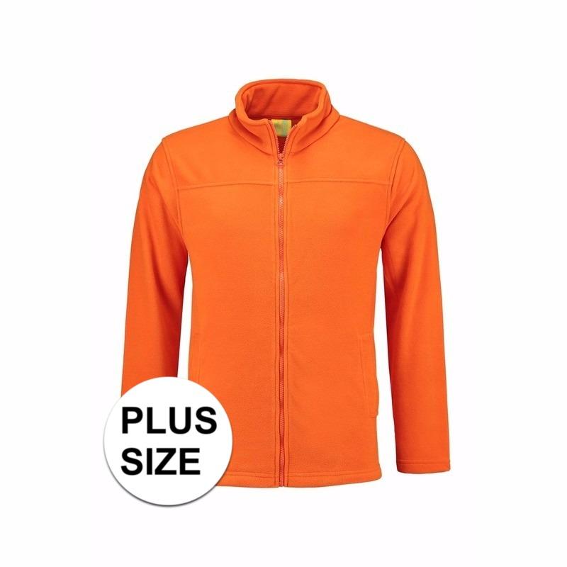 L S Grote maten oranje fleece vest met rits voor volwassenen Truien en sweaters