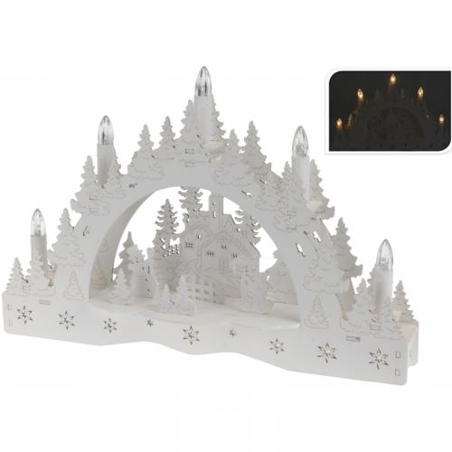 Geen Houten kaarsenbrug met dorp type 1 Kerst feestartikelen