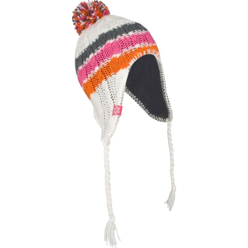 Mutsen Inca wintermuts wit roze oranje