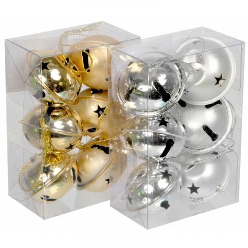 Kerst feestartikelen Kerstbellen hangers goud 4 cm 6 stuks