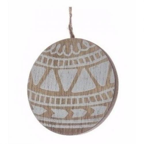 Kerst feestartikelen Kerstboom decoratie bal hout wit 8 cm
