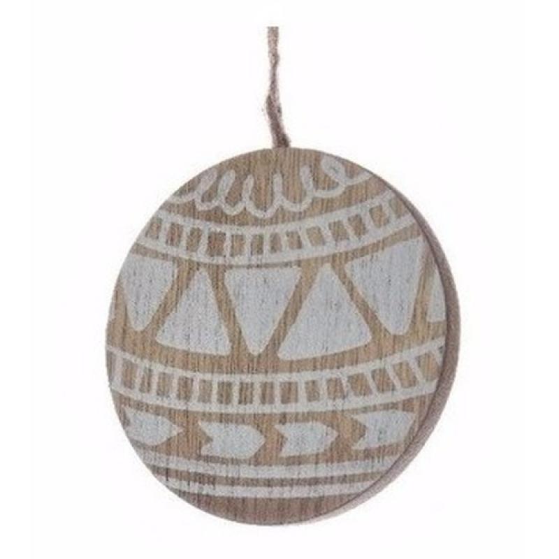 Kerst feestartikelen Kerstboom decoratie bal hout wit 8 cm