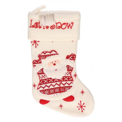 Kerst feestartikelen Bellatio Kerstsok wit met kerstman 45 cm
