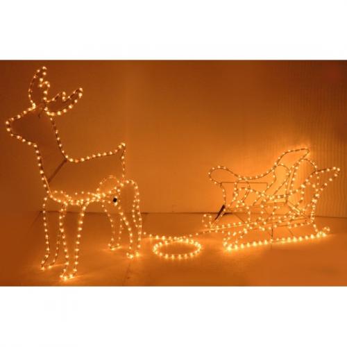 Kerst feestartikelen Kerstverlichting rendier met slee 97 cm