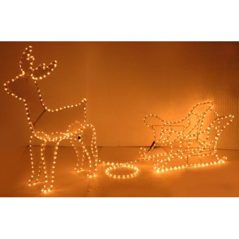 Kerst feestartikelen Kerstverlichting rendier met slee 97 cm