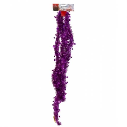 Kerst feestartikelen Geen Paarse tinsel slinger met sterren 270 cm