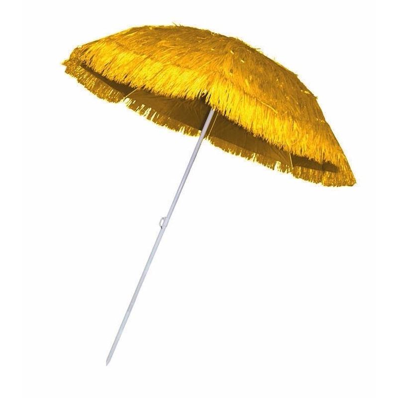 Bellatio Rieten strand parasol geel Hawaii feestartikelen