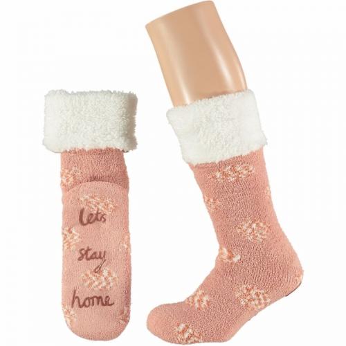 Sokken en Panty's Roze dames huissokken Lets Stay Home