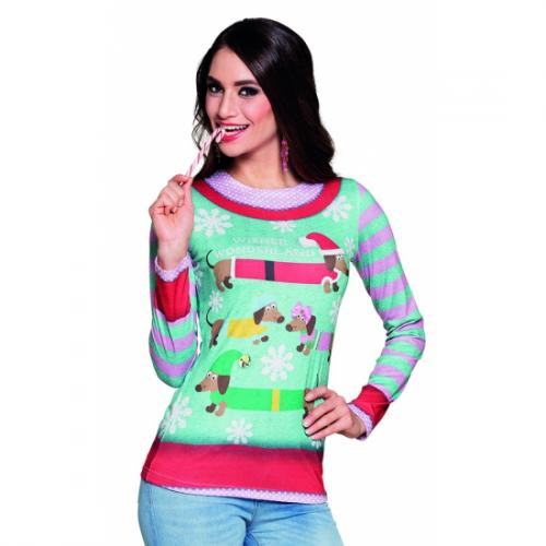 Shirt kerst opdruk dames Bellatio Soorten kostuums