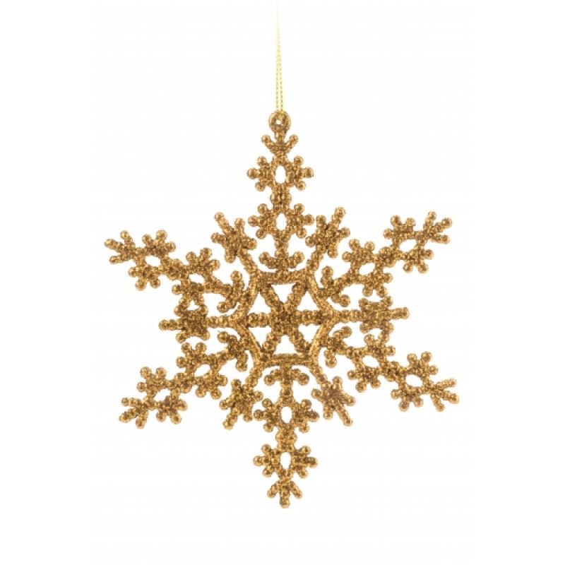 Sneeuwvlok decoratie goud 14,5 cm type 2 Geen Kerst feestartikelen