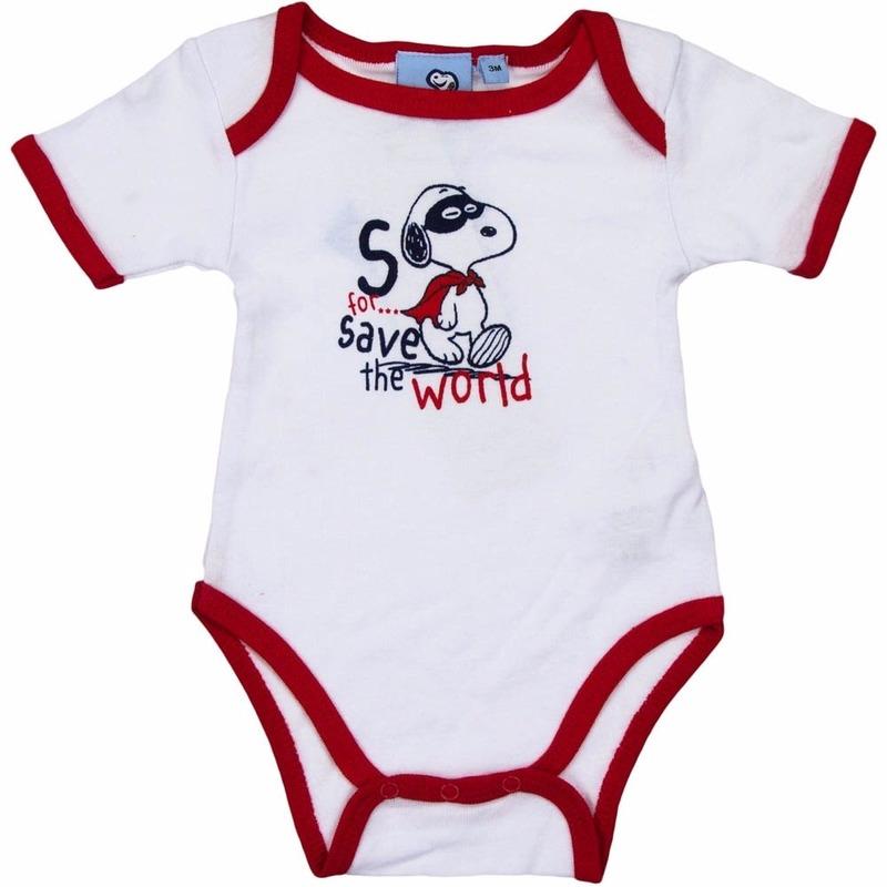 Overige kleding Snoopy korte mouw rompertje wit rood