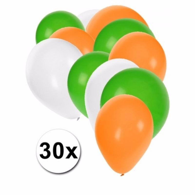 Fun Feest party gadgets Ballonnen groen wit oranje 30 stuks Feestartikelen diversen