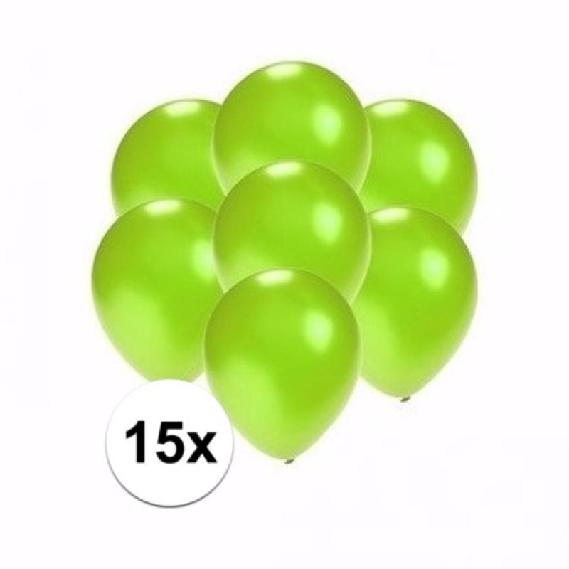 Shoppartners Mini metallic groene ballonnetjes 15 stuks Feestartikelen diversen
