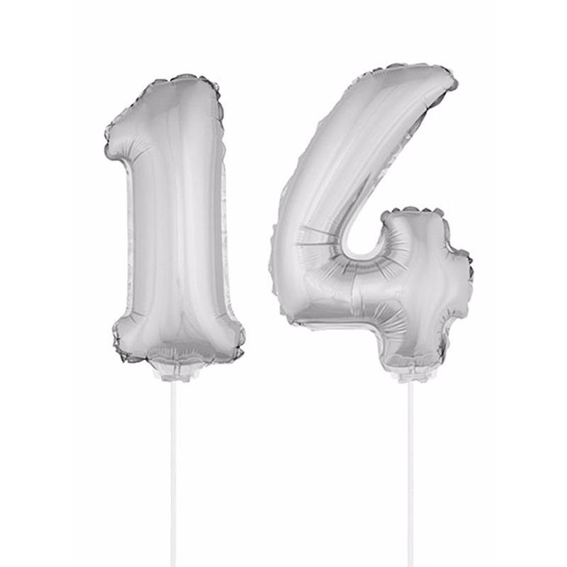 Leeftijd feestartikelen Bierfeest artikelen Opblaas cijfer 14 folie ballon 41 cm