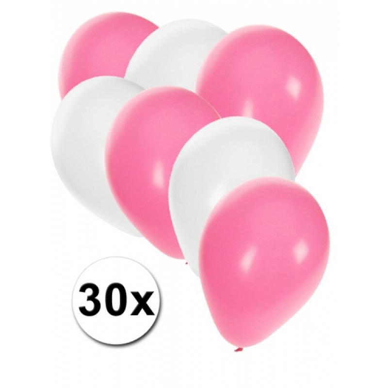 Witte en roze feestballonnen 30x Fun Feest party gadgets Feestartikelen diversen