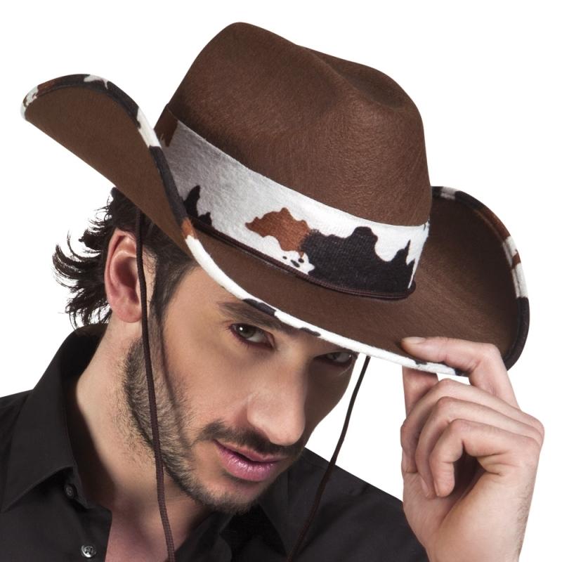 Feest hoeden Bruine cowboyhoed Texas koeienprint voor volwassenen