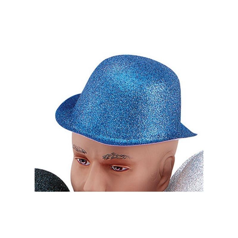 Feest hoeden Carnavalskostuum winkel Carnaval blauw bolhoedje met glitters