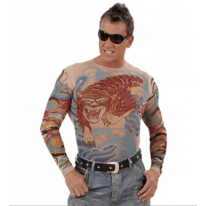 Carnaval Tattoo shirt tijger en draak Carnavalskostuum winkel goedkoop online kopen