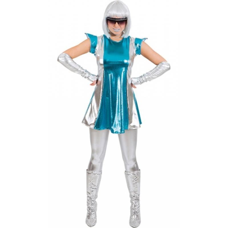 Fantasy en Sprookjes kostuums Space kostuum blauw zilver voor dames