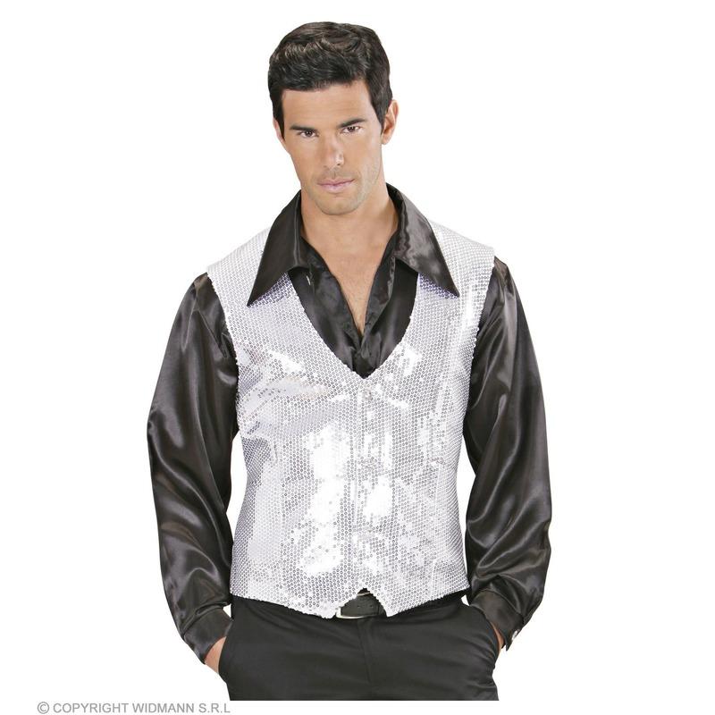 Kleuren kostuums Witte heren gilet met zilveren pailletten