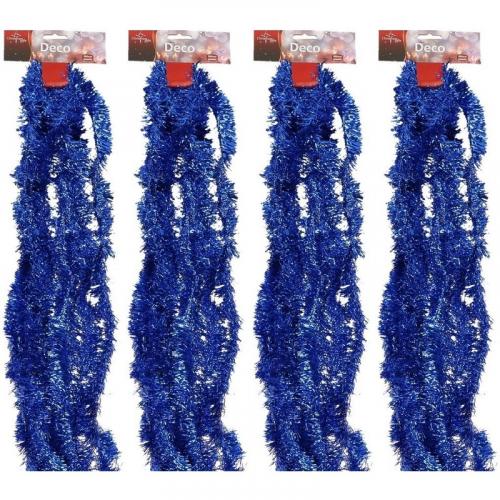 Kerst feestartikelen Geen 4x Dunne kerstboom slinger blauw 500 cm