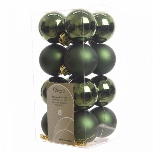 Kerst feestartikelen Kerstballen pakket dennengroen glanzend 4 cm