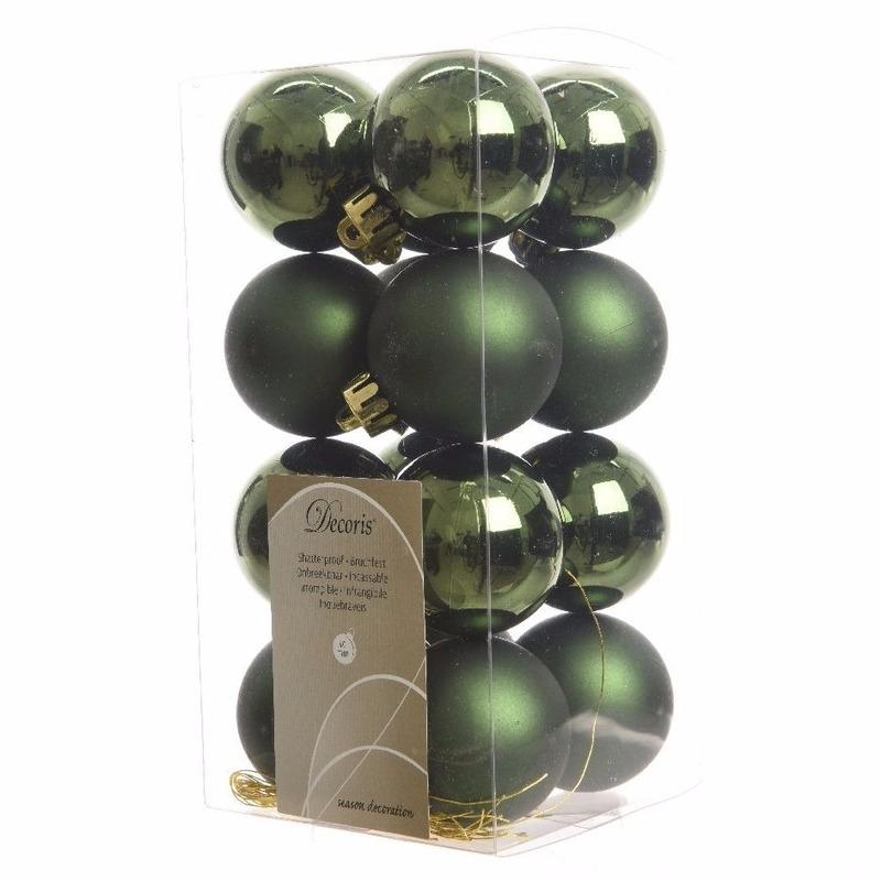 Kerst feestartikelen Kerstballen pakket dennengroen glanzend 4 cm