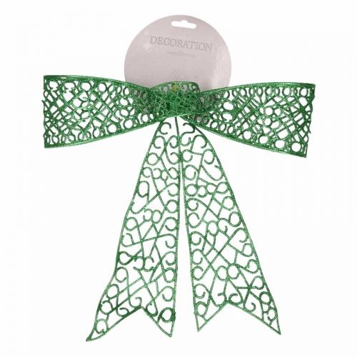 Geen Kerstdecoratie strik groen 36 cm Kerst feestartikelen