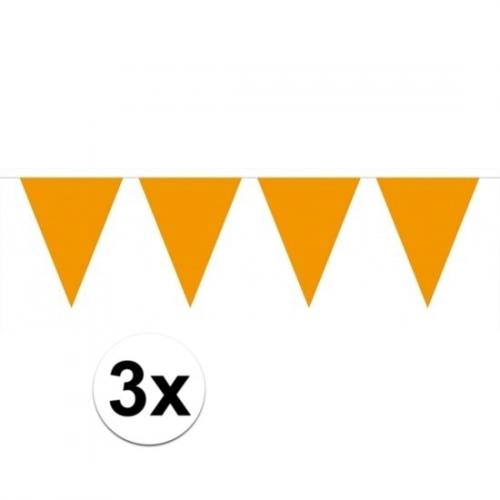 Kleuren versiering Geen 3 stuks Vlaggenlijnen slingers XXL oranje 10 meter