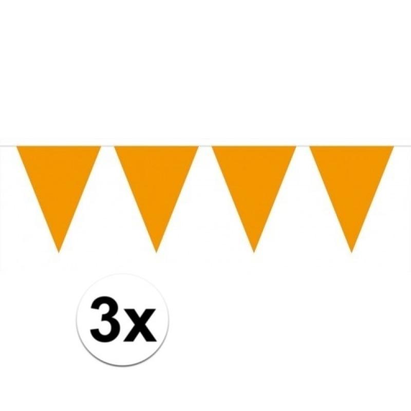 Kleuren versiering Geen 3 stuks Vlaggenlijnen slingers XXL oranje 10 meter