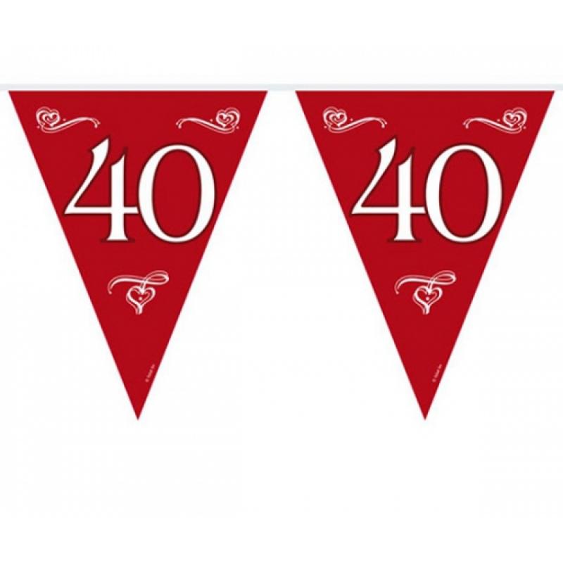 Bruiloft en Huwelijk feestartikelen Rode vlaggenlijn met het nummer 40