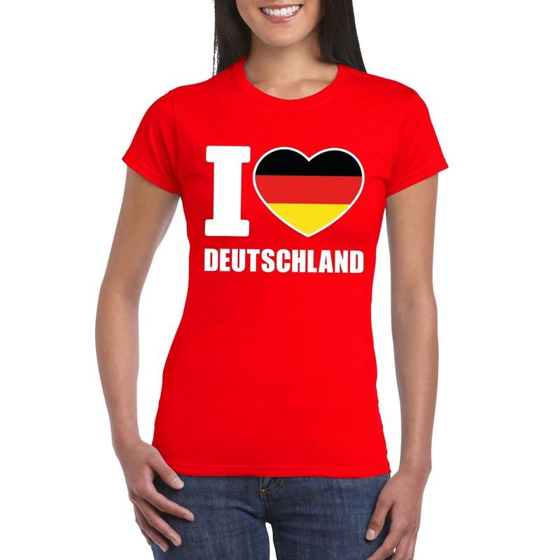 Landen versiering en vlaggen Shoppartners Rood I love Duitsland fan shirt dames