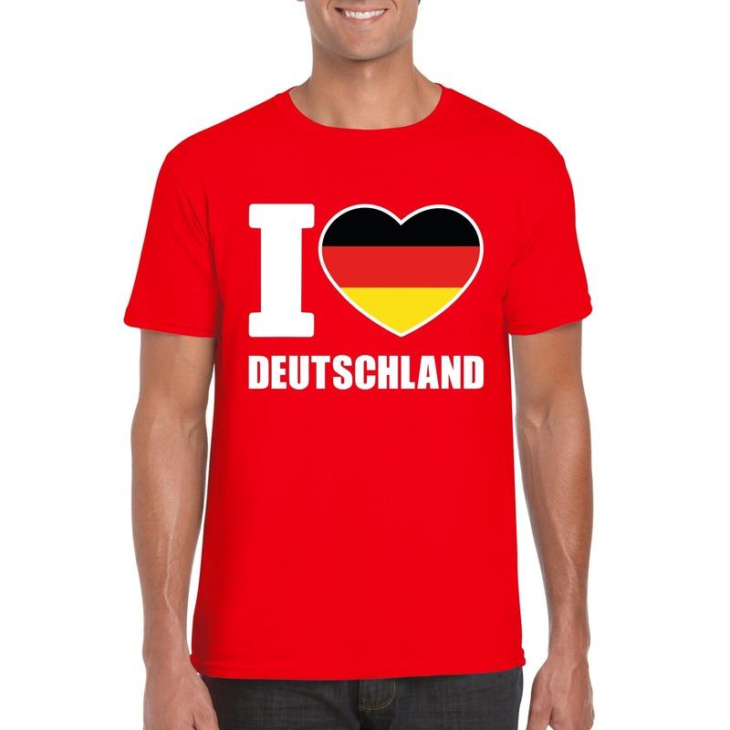 Shoppartners Rood I love Duitsland fan shirt heren Landen versiering en vlaggen