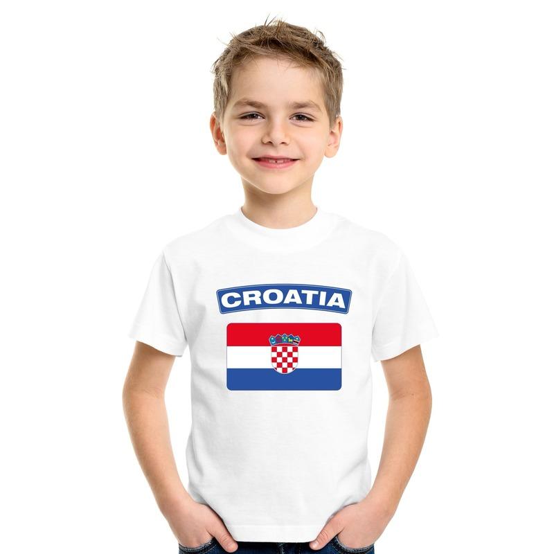 Shoppartners T shirt met Kroatische vlag wit kinderen Landen versiering en vlaggen