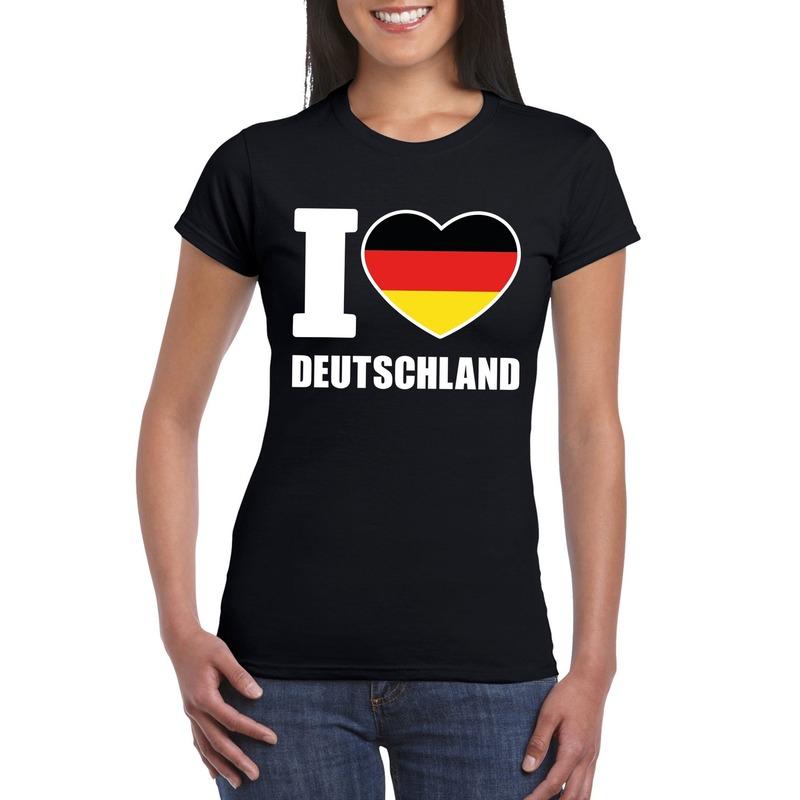 Zwart I love Duitsland fan shirt dames Shoppartners Landen versiering en vlaggen